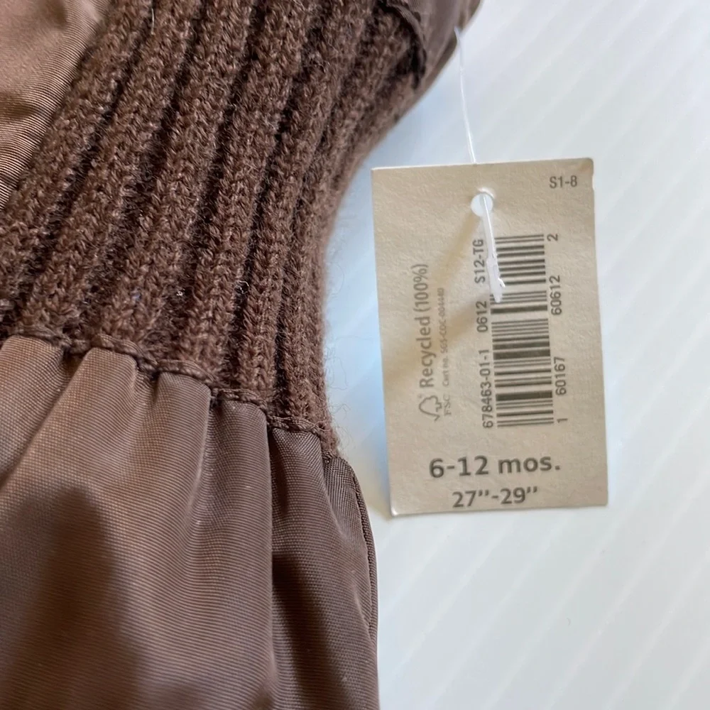 Old Navy brown & pink bib overall snow pants.  Girls size 6-12 months